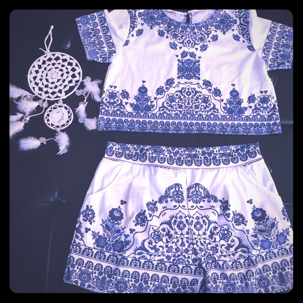 Two piece outfit.